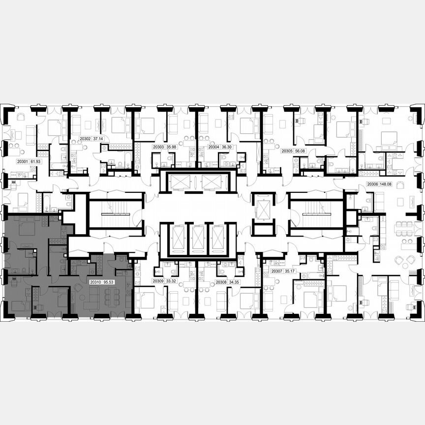 3-к. квартира, 95,5 м², 3/59 эт.