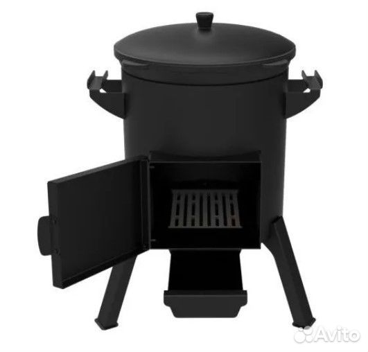 Комплект печь+казан 6-22л 2мм сталь с дверцей