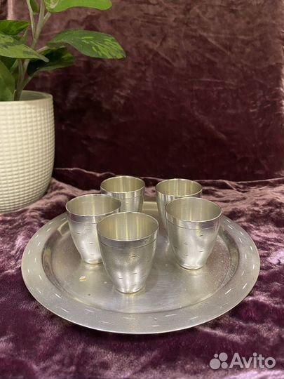 Коньячный набор мельхиор березка СССР