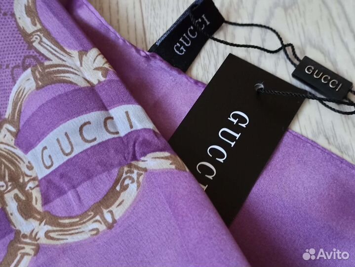 Палантин Шарф Шелк лёгкий Gucci фиолетовый