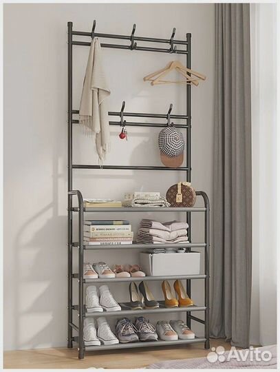 Вешалка напольная с полками для обуви