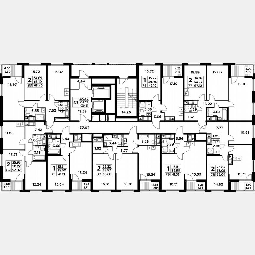 2-к. квартира, 68,9 м², 13/14 эт.