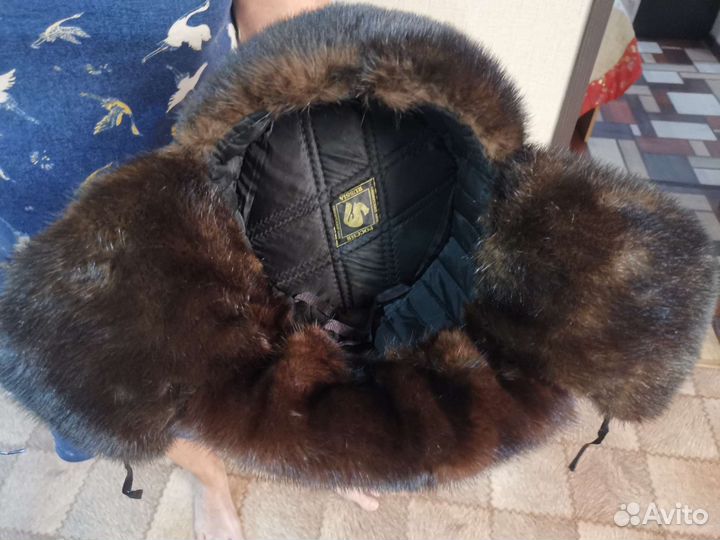 Норковая шапка ушанка мужская