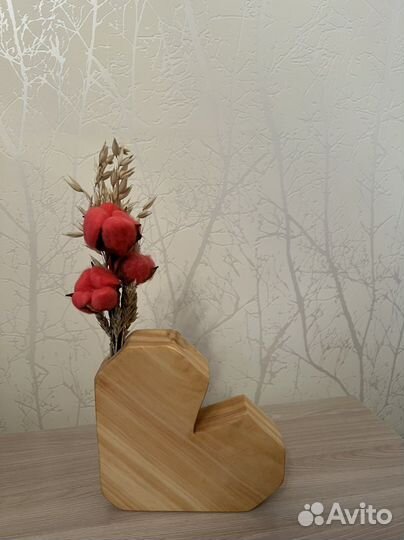 Готовый Подарок - ваза сердце с сухоцветами