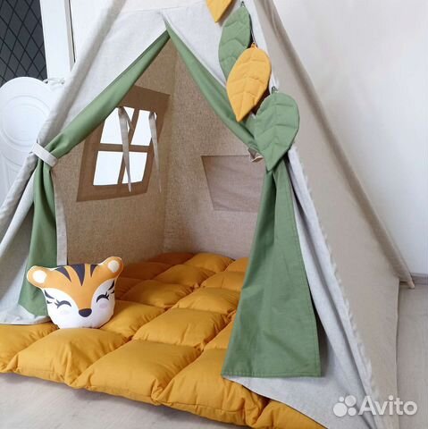 Вигвам лён под заказ (детская палатка)
