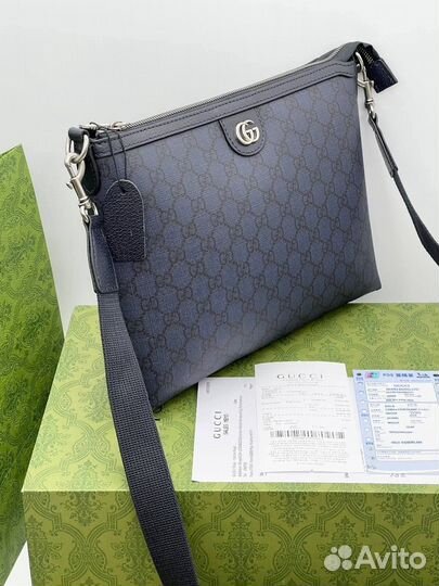 Сумка мужская Gucci через плечо синяя