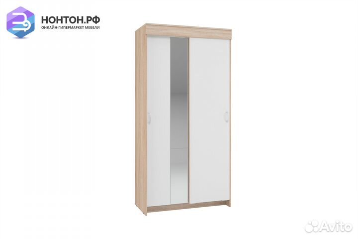 Шкаф-купе Бассо 1.0 м с зеркалом дуб сонома / белы