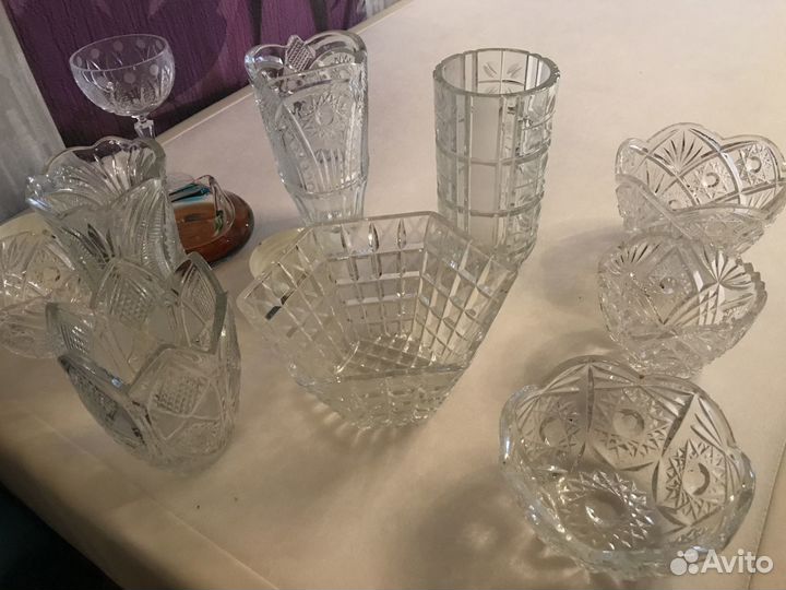 Продаю вазы хрустальные винтаж СССР 9 штук