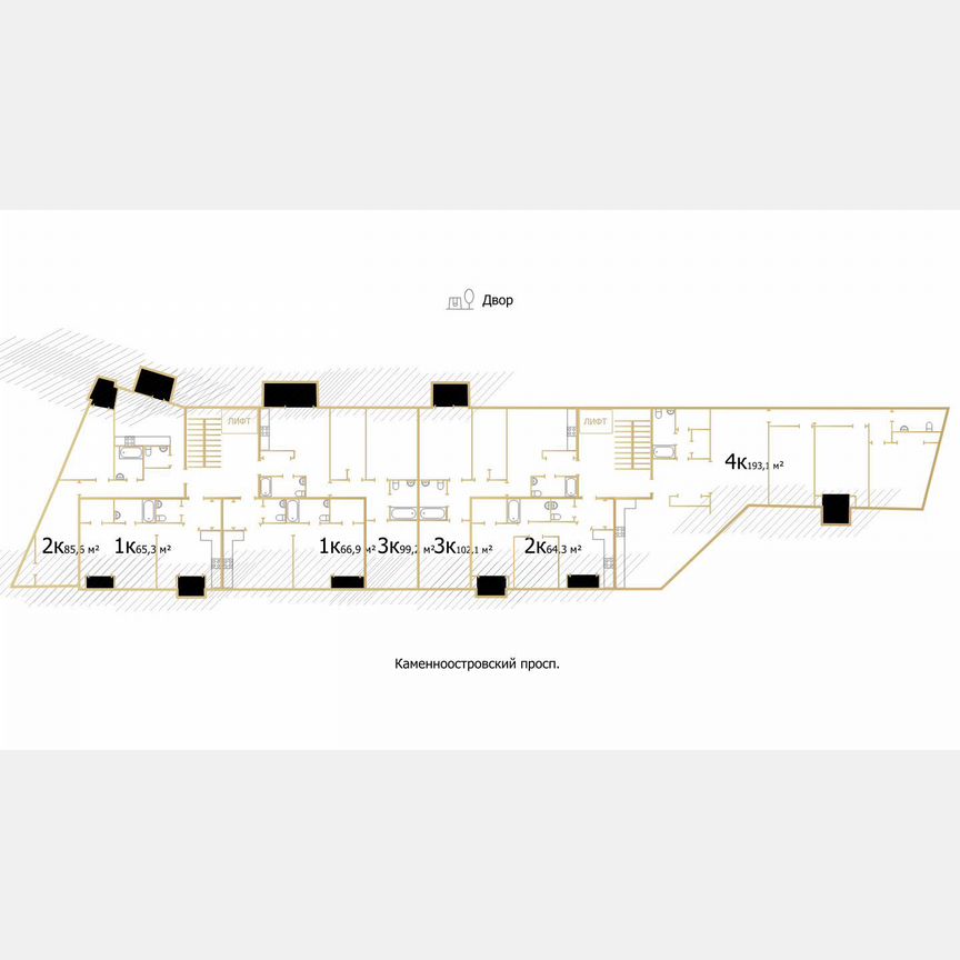 2-к. квартира, 98,4 м², 7/8 эт.