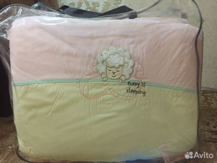 Комплект в детскую кроватку,балдахин, бортики