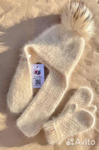 Шапочка с ушками + варежки(комплект детский)