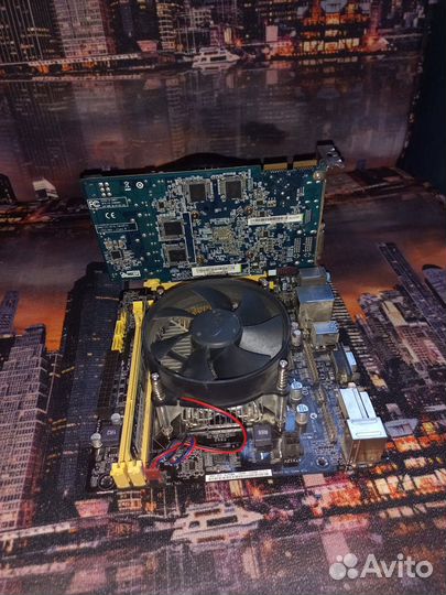Комплект материнка,видюха,проц,озу