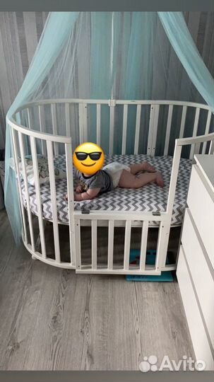 Детская кроватка с маятником+матрас овал