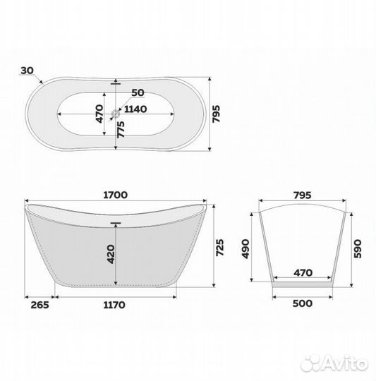 Ванна Delice Provanse DLR440102Bk 170x80