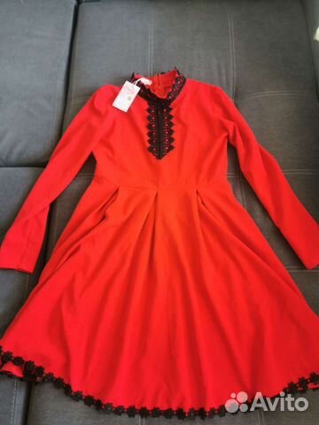 Красное новое платье, размер 44