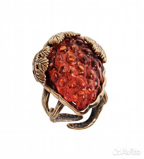 Кольцо Виноград (латунь, янтарь) A2163153