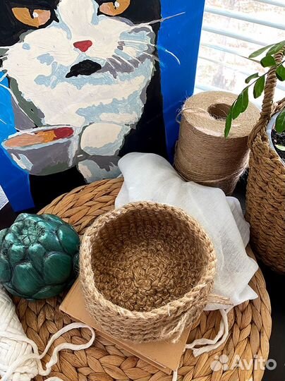 Джутовая корзинка/корзина