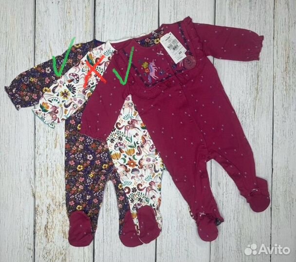 Слипы next новые единороги 0-3 и 3-6 мес 56 62 68