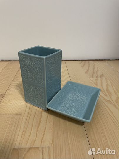 Мыльница и стакан для щеток керамические