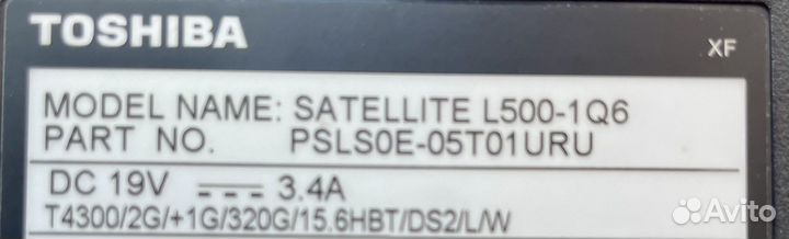 Toshiba L500-1Q6 (T4300, 15.6'', 4gb, 320gb-hdd)