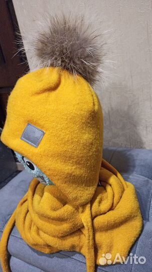 Шапка и снуд детская вязаная шерстяная тёплая