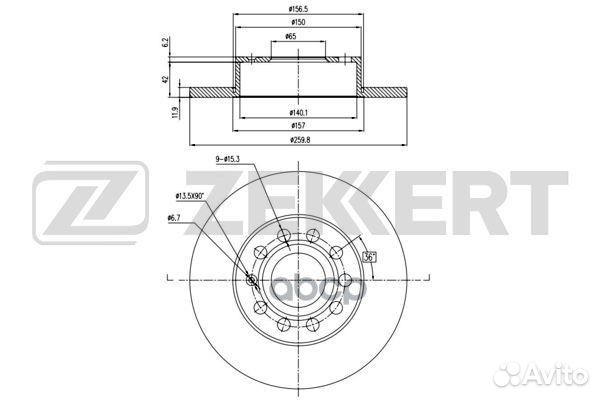 Диск торм. зад. Audi A3 II 03- Skoda Octavia