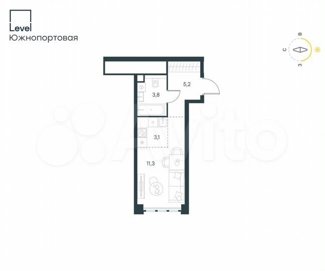 Квартира-студия, 23,4 м², 18/68 эт.