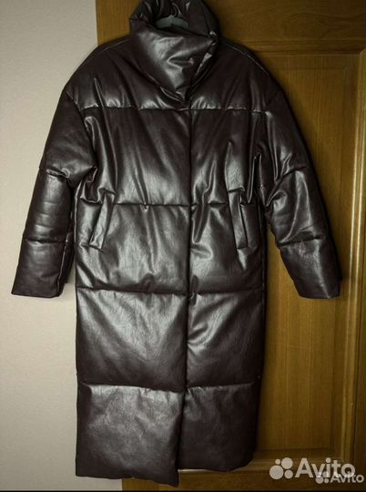 Пуховик эко кожа