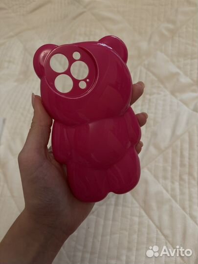 Чехол на iPhone 13 pro розовый медведь