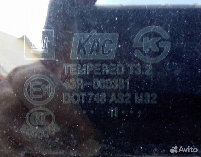Стекло двери задней правой Chevrolet Aveo T250
