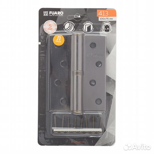 Петля карточная левая разъемная 100х75 мм бронза