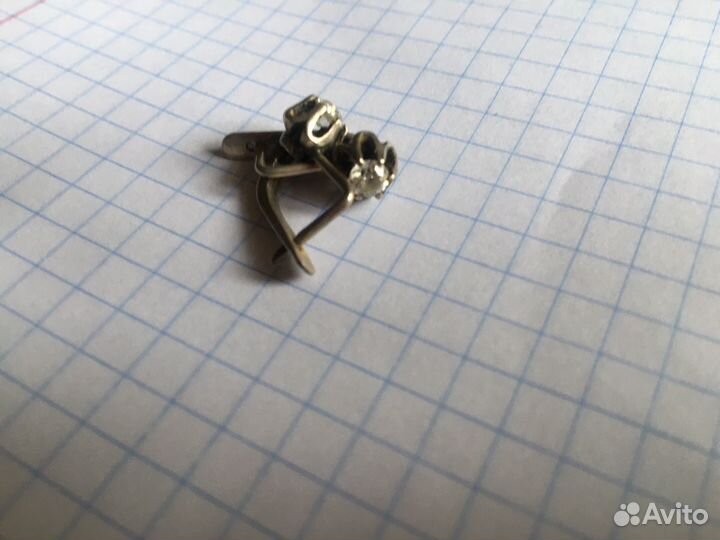 Серьги серебро СССР феонит