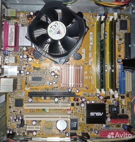 Комплект MB+CPU+1гбddr2+кулер+HDD