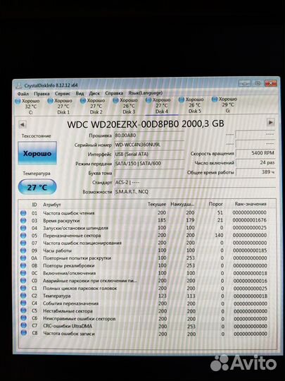 WD Green 2 Tb Маленький пробег не китай