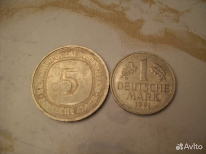 Монета 5 марок 1977 (фрг) G