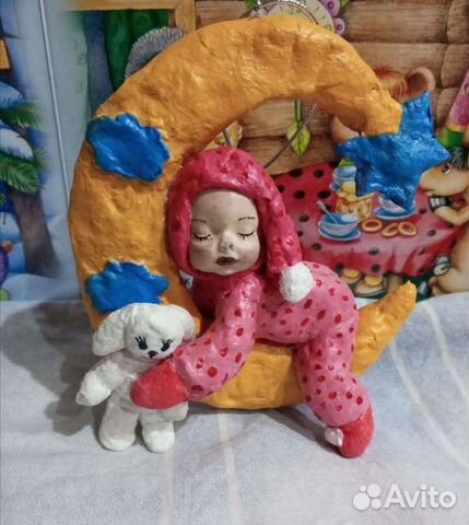 Ватная игрушка малыш на луне