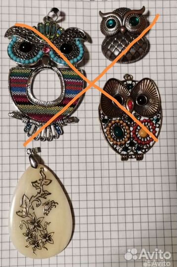 Совушки, хохлома - брошки и кулоны