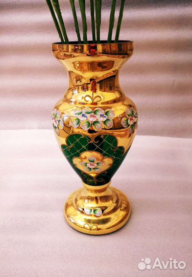 Ваза Чехия Bohemia Кобальт лепка оригинал новая