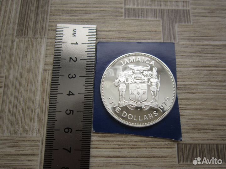 Ямайка 5 долларов 1976 год серебро