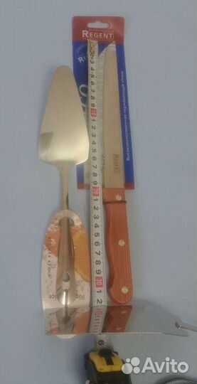 Нож и лопатка для торта металл новые