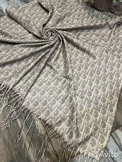 Кашемировый платок шаль Dior Valentino бежевый