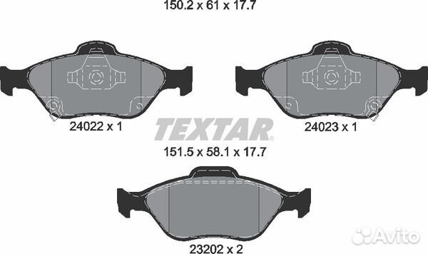 Колодки тормозные передние textar 2402201