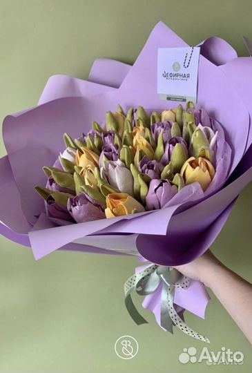 Букет из зефира, тюльпаны,цветы из зефира