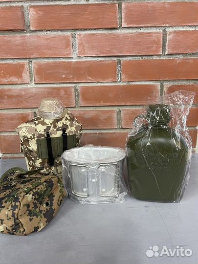 Фляжка армейская тактическая с котелком в чехле