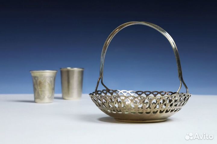Серебро. Стопки и корзинка для мелочей