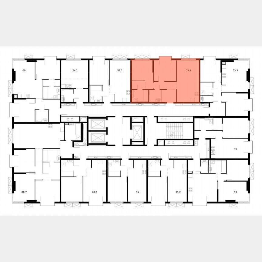 2-к. квартира, 59,9 м², 13/14 эт.