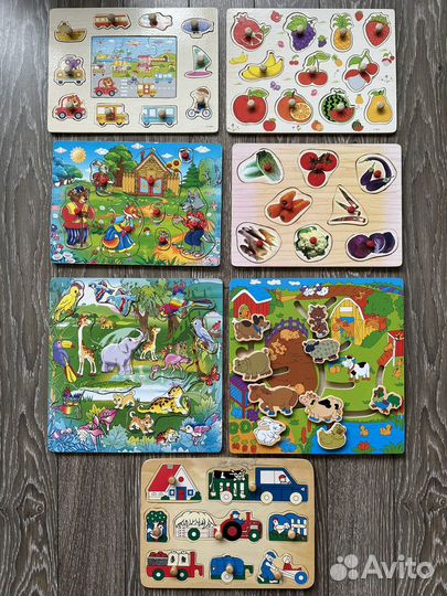 Деревянные пазлы вкладыши