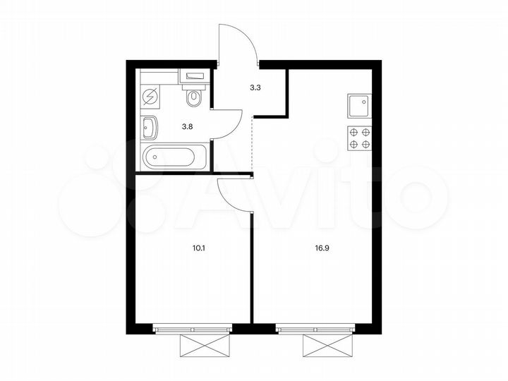 1-к. квартира, 34,1 м², 7/25 эт.