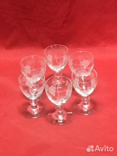 Рюмки старинные 1920-е годы с рисунком 6 шт