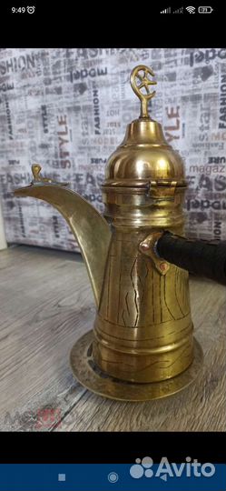 Турка с подставкой, винтаж, латунь